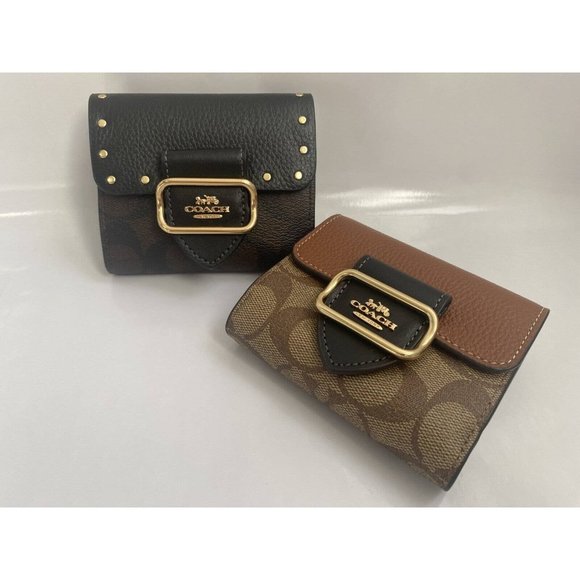 Coach NWT Small Morgan Wallet In Colorblock (Gold/Brown Black Multi) - Picture 1 of 2